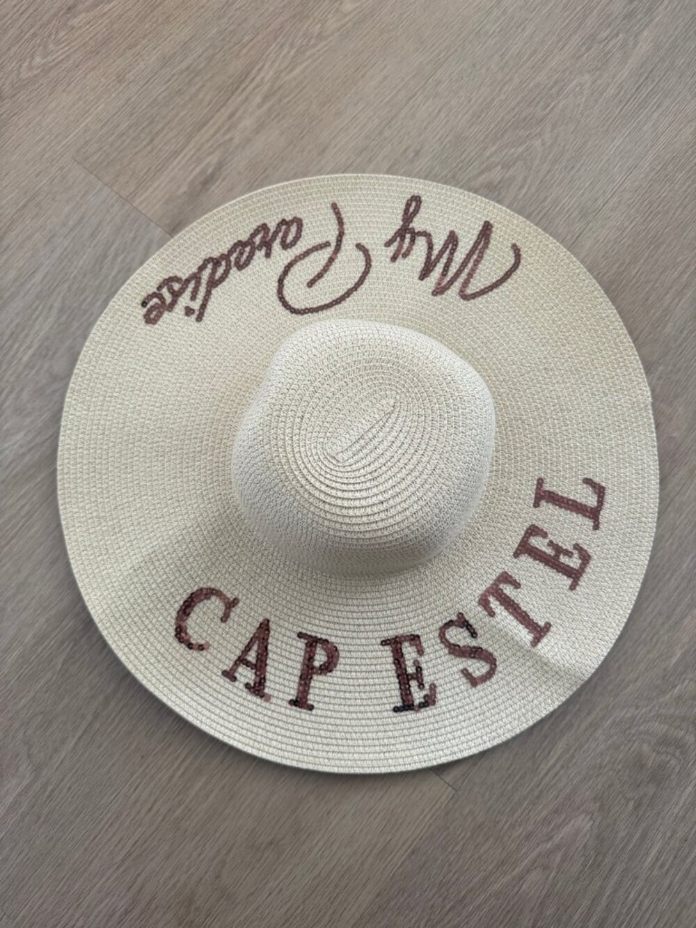Cap Estel Straw Sun Hat Sequin My Paradise Wide Brim